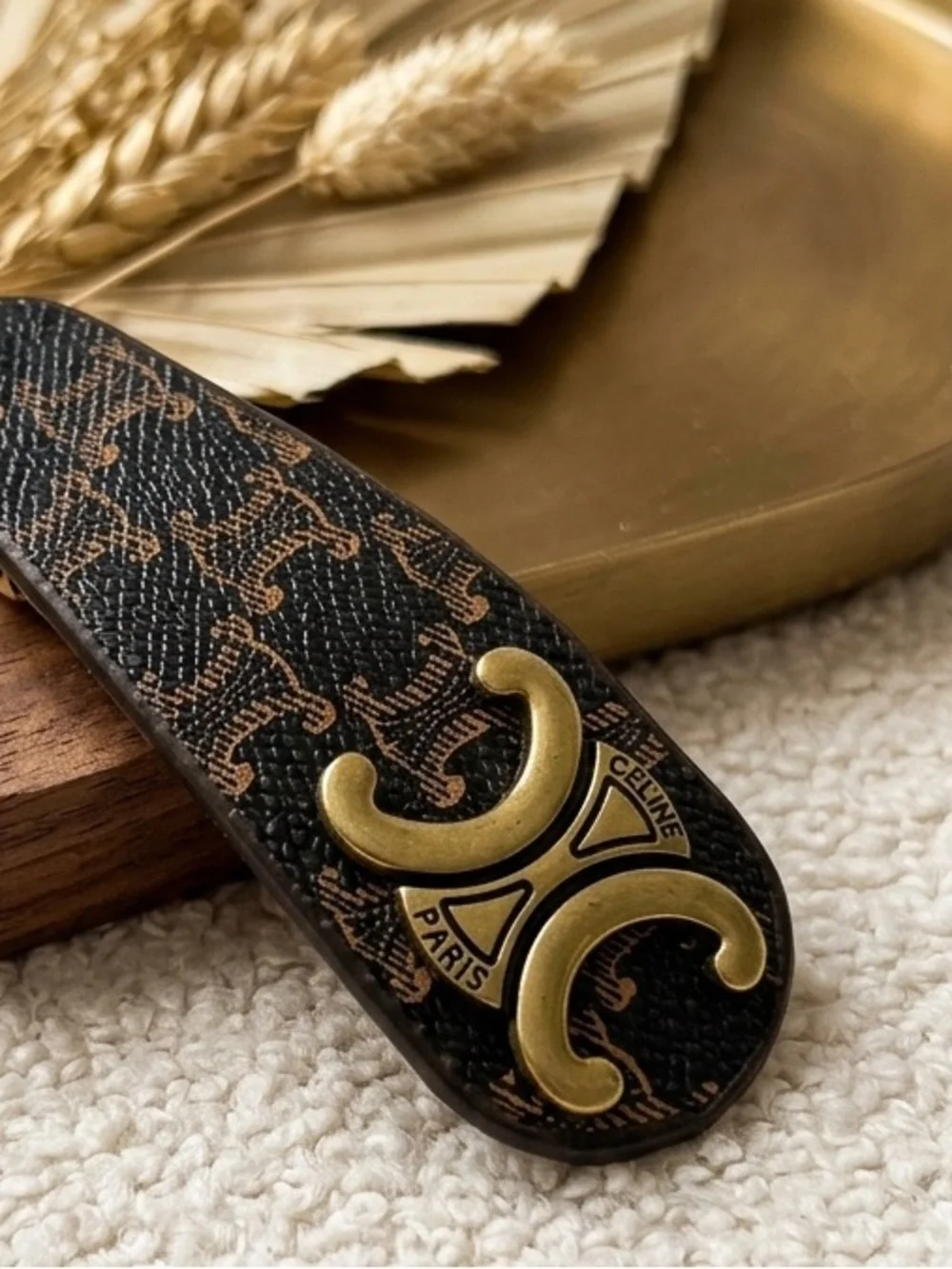 Celine Triomphe Logo Barrette